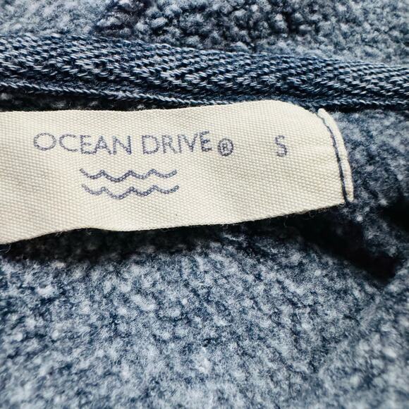 Ocean Drive Steel Grey Blue Burnout Pullover Fairfield Beach Hoodie w Wrap Cords - Picture 8 of 13